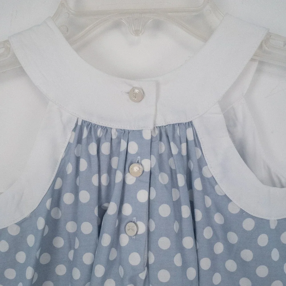 Savannah Dress Girls 4T‎ Blue Polka Dot Sleeveless A-Line Cotton NWT